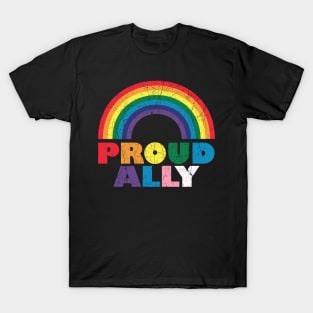 Vintage Proud Ally Gay Pride LGBT Pride Month T-Shirt